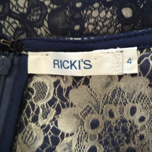 Ricki's | Blue Silver Floral Jacquard Dress | 4 - Picture 11 of 16